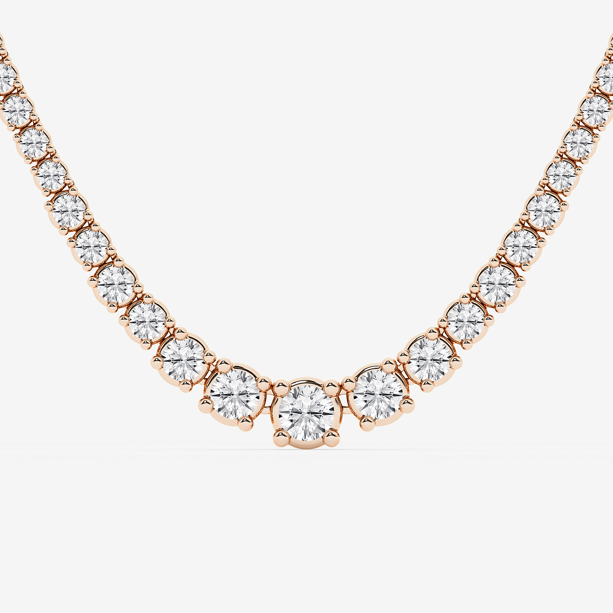 Additional Image 1 for  10 ctw Round Lab Grown Diamond Four Prong Graduated Tennis Necklace